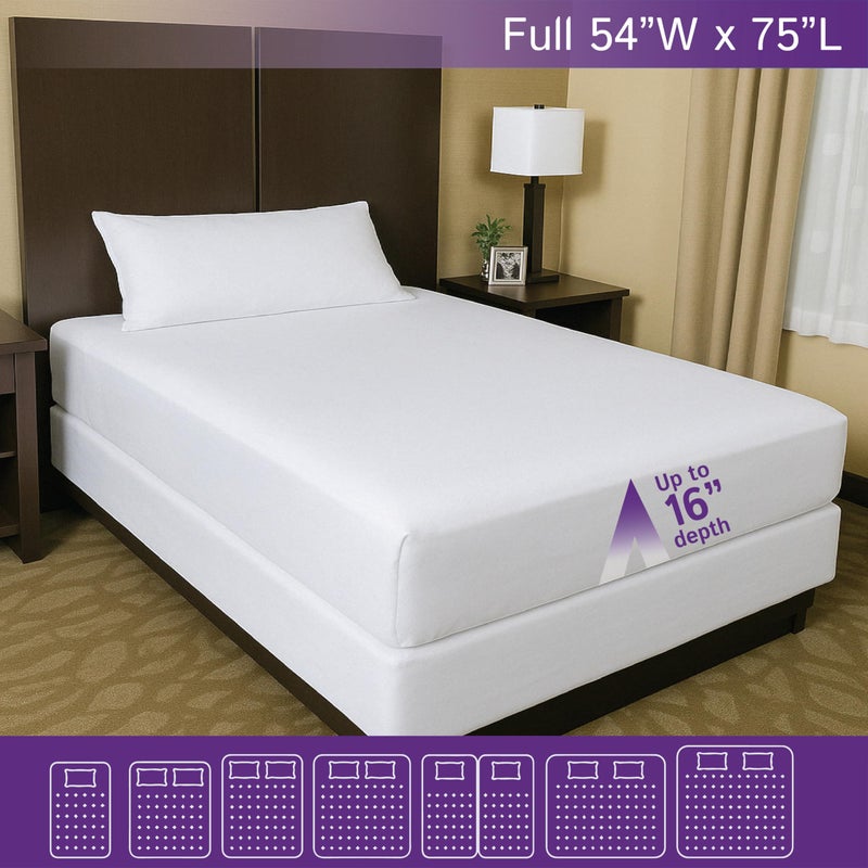Four Seasons Essentials Full Size Waterproof Mattress Protector - Fitted Sheet Style - Hypoallergenic Premium Quality Cover Protects Against Dust - Image 3